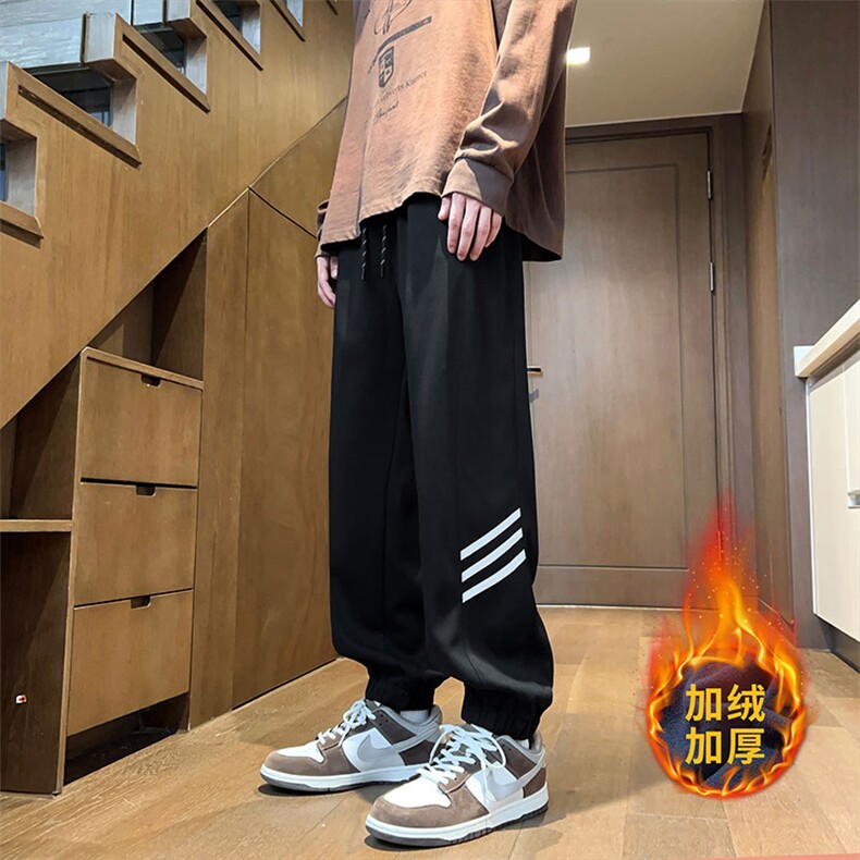 加绒加厚冬新款潮流韩版纯色百搭休闲裤宽松束脚长裤JRKZ9120P-50,男装休闲裤,电商A128