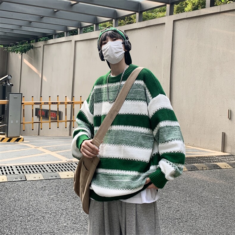 复古条纹毛衣男女休闲宽松小众设计感百搭套头针织上衣HY731-P48,男装针织衫/毛衣,星座1008