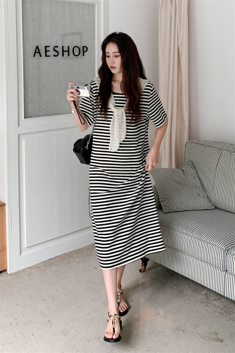 今日新品条纹T裙有数据拼接披肩跑量2C323-1129-P115-K158,女装连衣裙,2C323