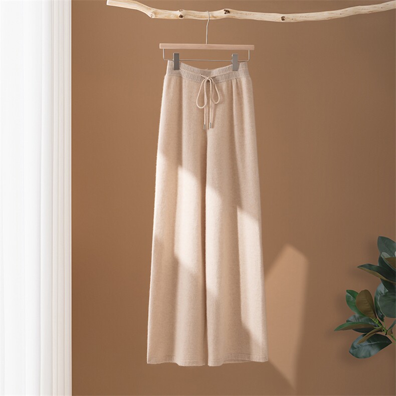 2025年秋季新款百搭女士系绳带兜长款直筒裤，女装休闲裤，澳冬特羊绒