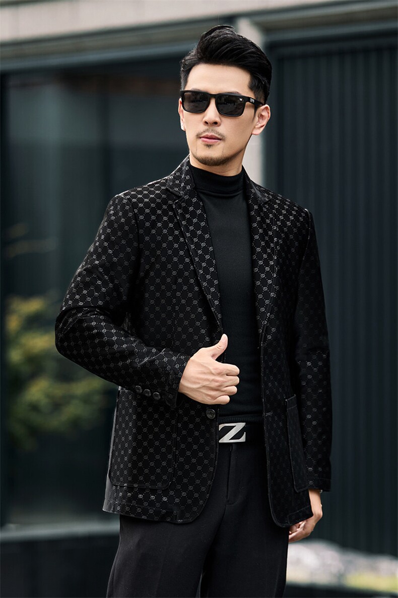 BG58006春秋新款男士海宁皮衣西服夹克绵羊皮真皮皮衣男西装,男装夹克,电商B360