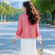 芷墨春季新中式复古通勤显瘦气质外套休闲设计感新款唐装短外套女，女装短外套，芷墨服饰