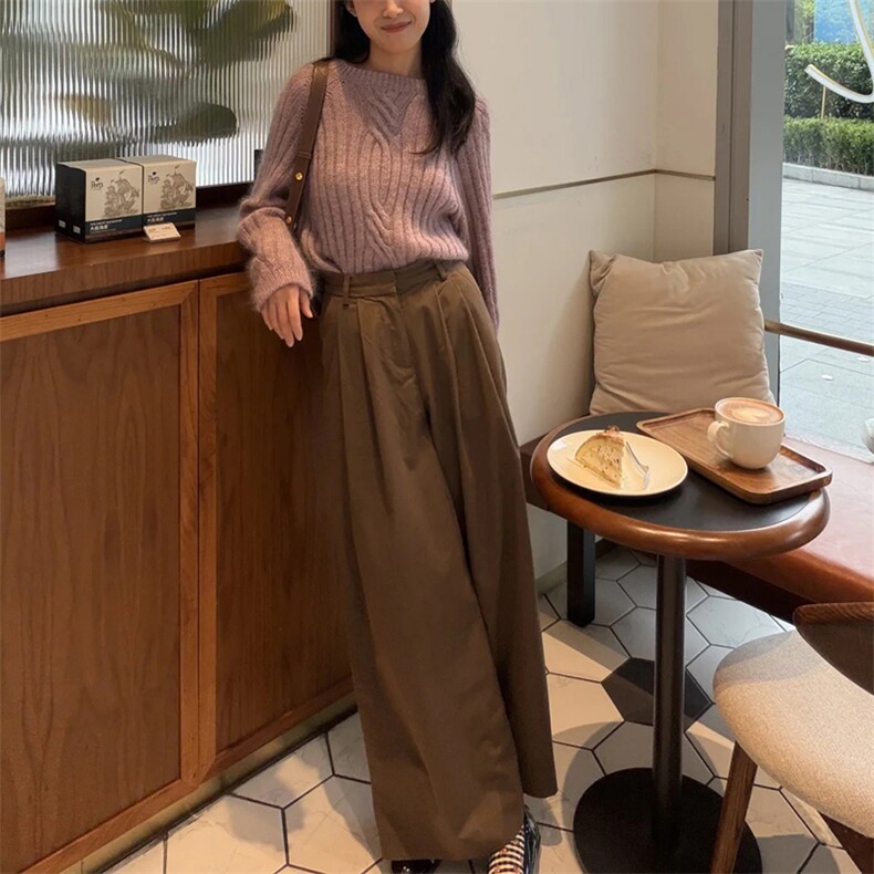 2025年秋季时尚百搭通勤简约休闲圆领抽条套头,女装羊毛衫,新胜羊绒