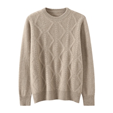 100%纯羊毛男士羊毛衫圆领加厚休闲宽松纯色保暖毛衣25新款针织衫，男装羊毛衫，宇灿羊绒