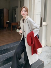现货新款时尚洋气2025女装羊绒大衣宽松显瘦针织帽羊绒外套女装，女装毛呢外套，韩然一族