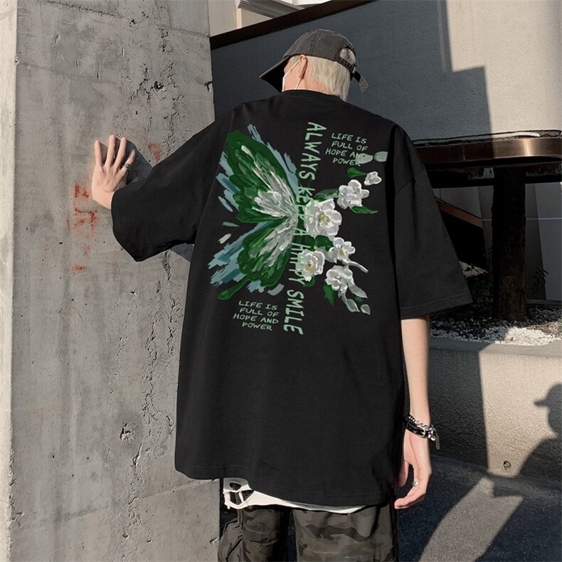 短袖T恤男款夏季薄款宽松大码纯棉半袖衣服潮牌美式复古情侣体恤,男装T恤,星座517A