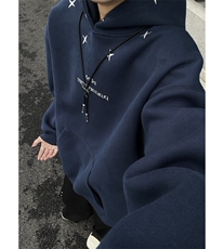 2025秋冬新款刺绣宽松连帽卫衣男B208-WY3902-P65控89，男装卫衣，电商B208