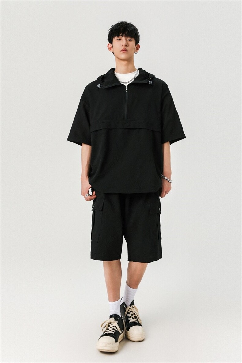 运动套装男士夏季工装短袖短裤休闲搭配两件套A406TZ2876特P68,男装休闲套装,星座309（原A406）