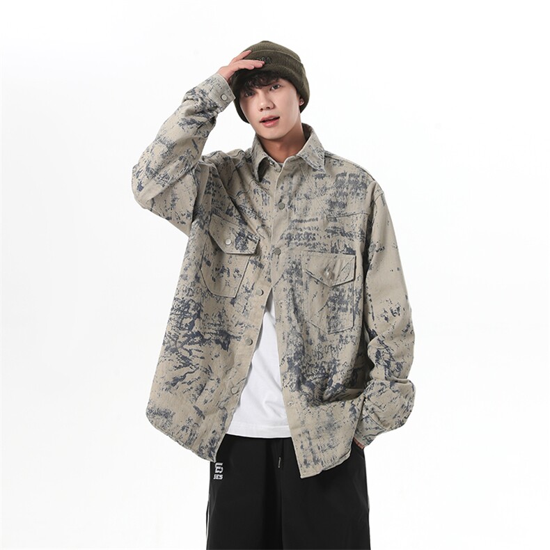 扎染破洞牛仔外套季设计感夹克秋款潮牌美式小香风衣服JK1105-P70,男装夹克,星座1103-3