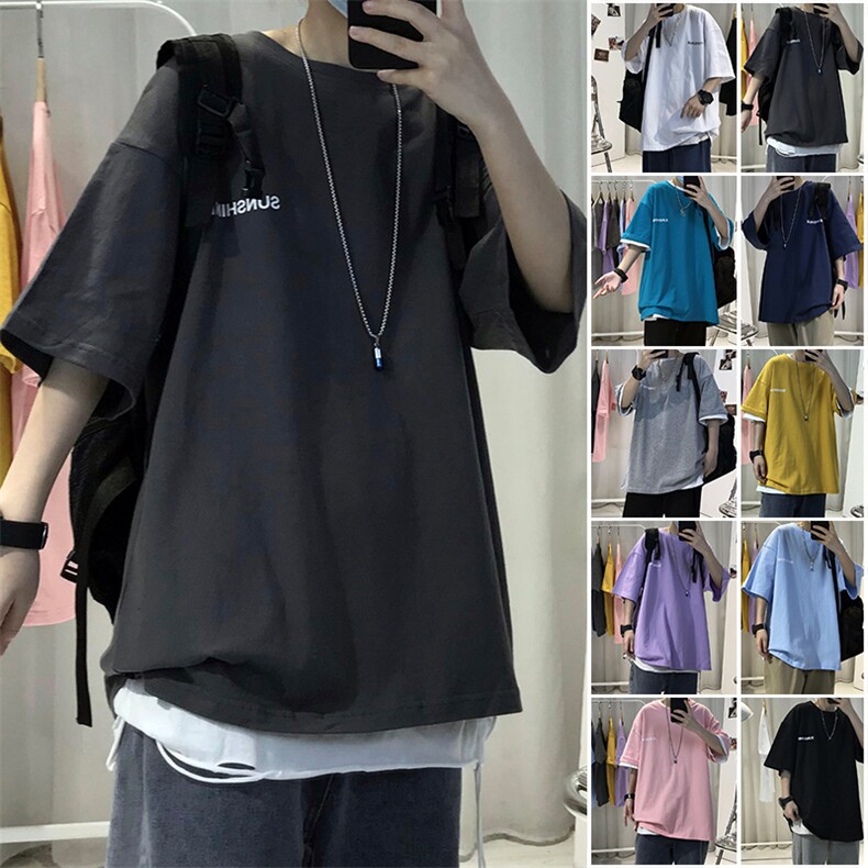 原507-1T06圆领大码字母印花港风短袖棉T恤半袖宽松男女多色TEE,男装T恤,星座115A(原星座507）