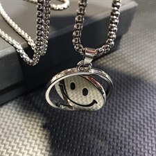G1834欧美笑脸吊坠个性项链创意男士钛钢吊坠T恤链毛衣链配饰，项链，星座510A-2