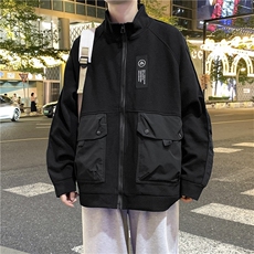 翻领外套秋季2026新款潮牌拼接夹克休闲宽松上衣A436-W106-P68，男装夹克，电商A436