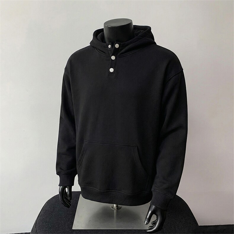 改华棉纽扣连帽卫衣【现货】C403A-T92-特P45，男装卫衣，电商C403A