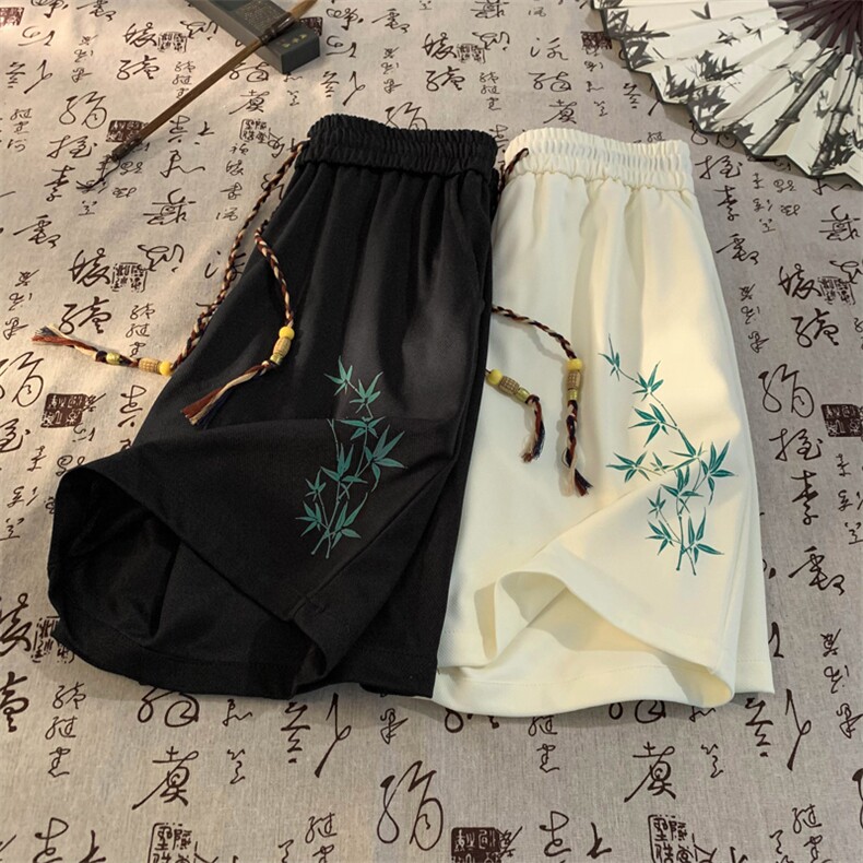 2025新中式短裤男风复古中裤大码宽松印花五分裤-2418-P22-控48,男装牛仔裤,星座207