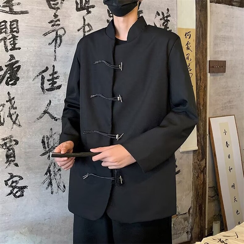 风秋款男立领西装金属绳扣新中式中山装西服外套JK0076 P65图片