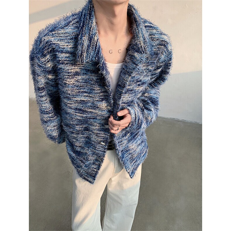 得物二开高街混色仿马海毛衬衫痞帅香风垫肩衬衣外套JK1286-P90,男装衬衫,星座1103-3