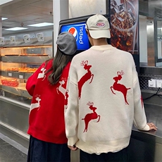 M002-P402025秋冬新款毛衣圣诞小鹿个性情侣装加厚针织衫，男装针织衫/毛衣，星座911