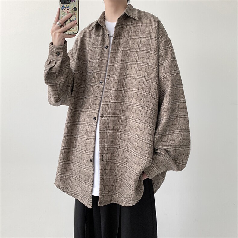 宽松长袖格子衬衫男KD623-P30,男装衬衫,电商D312-1