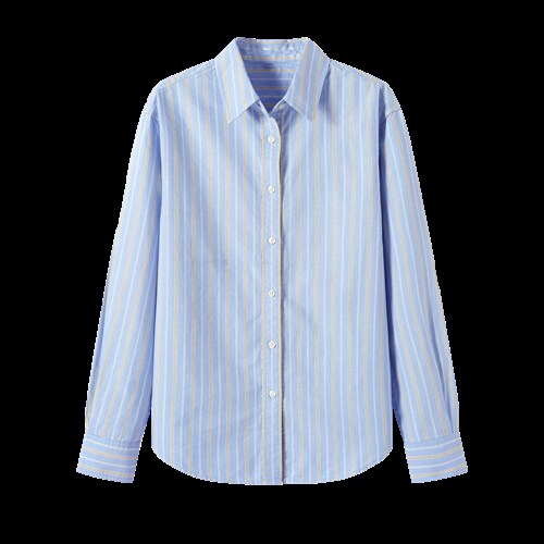 2026春夏新款黄蓝条纹衬衫女宽松显瘦元气少女感衬衣韩系清爽竖条，女装衬衫，艾米