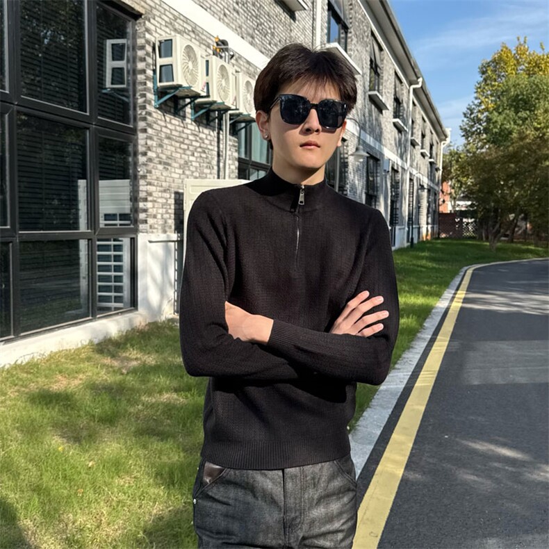 秋冬店主风社会小伙半高领纯色套头针织毛衣301A-1/M91/P58，男装针织衫/毛衣，星座301A-1