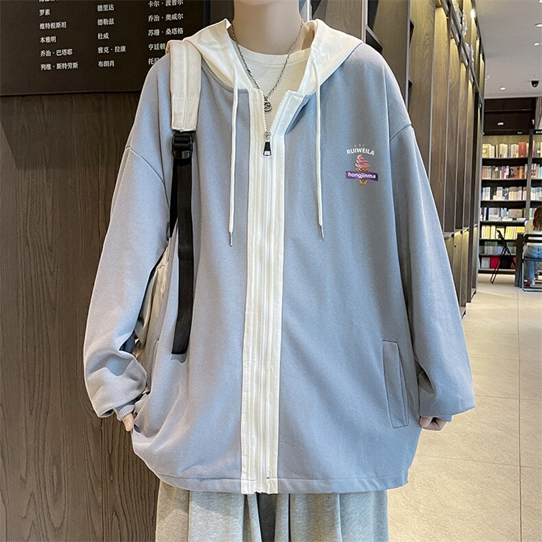 2023新款情侣装秋装小众设计感开衫卫衣男潮流薄款外套 W1954-P38图片