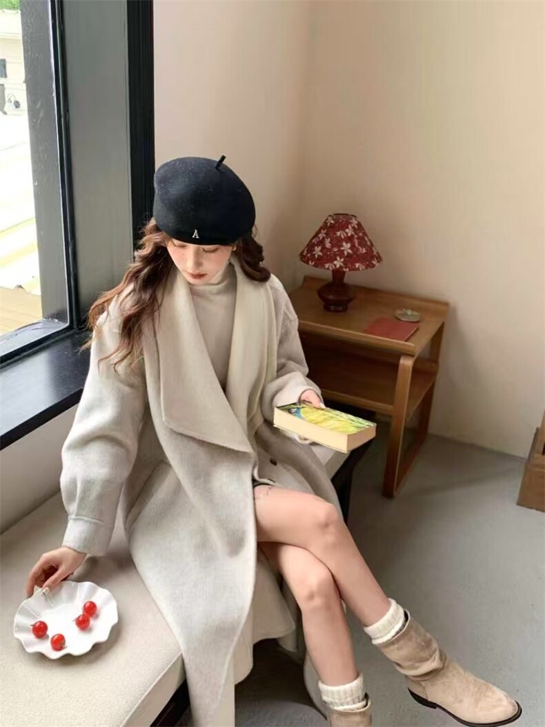 新款气质修身女士神款双面羊毛大衣，女装双面呢大衣，依嘟服饰