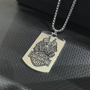 G1841欧美戒指吊坠个性项链创意男士钛钢吊坠T恤链毛衣链配饰图片