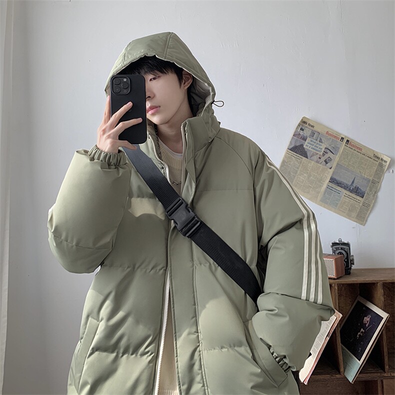 现货 抖音得物供视频 三条杠织带加厚羽绒连帽棉衣外套棉服MY8097图片