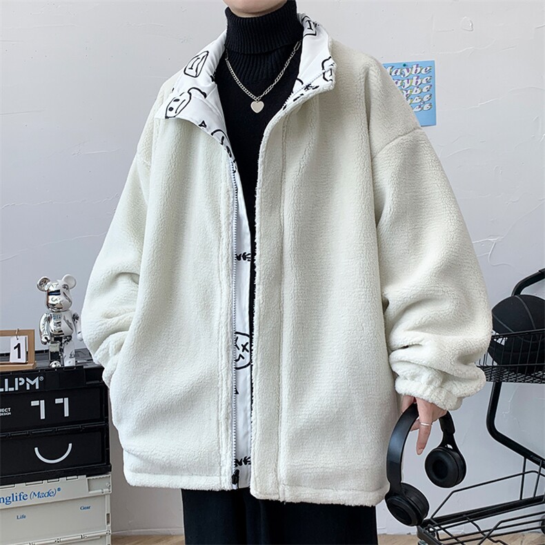 冬季加绒加厚棉服羊羔绒开衫双面穿青少年外套男MY101P105控价138,男装棉衣,电商A086