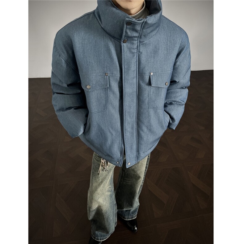 高级感仿牛仔棉衣加厚保暖美式复古立领棉服A170-M913-P138控188,男装棉衣,电商A170