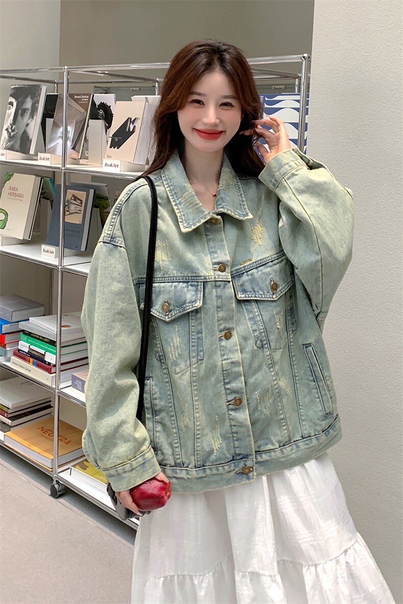 秋款现货复古宽松牛仔外套2C090-1051-P135-K188,女装短外套,2C090
