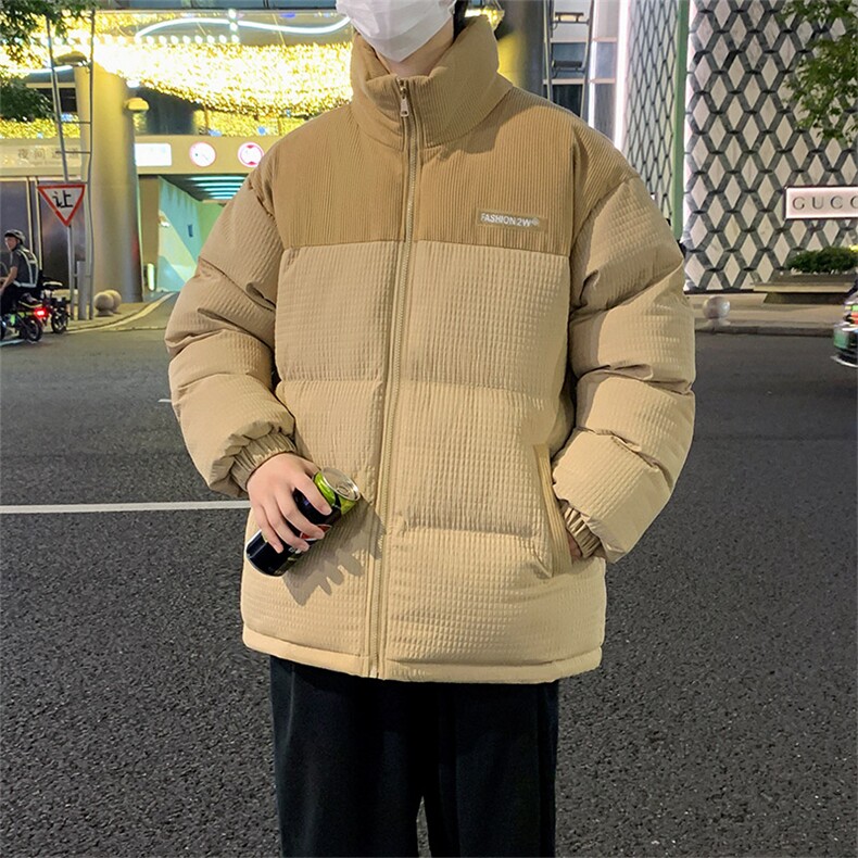 港风冬季新款潮牌棉袄外套玉米格加厚棉衣面包服A436-0899-P85,男装棉衣,电商A436