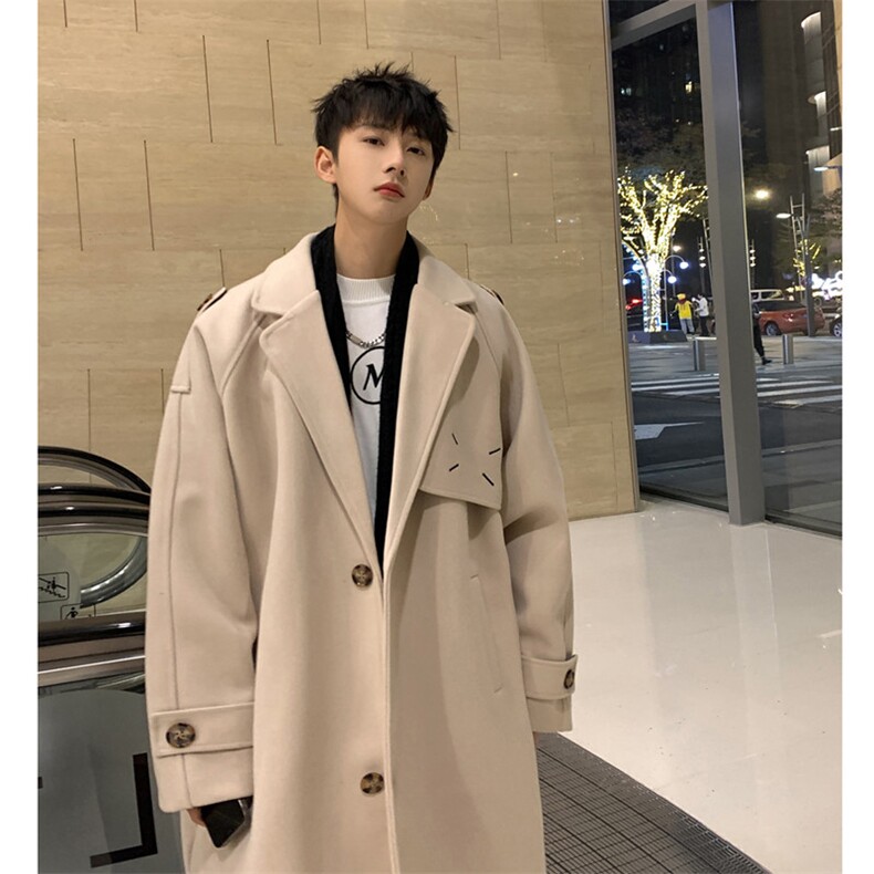 中长款毛呢大衣男秋冬潮流刺绣外套韩版宽松呢上衣812-F613-P128,男装毛呢大衣,星座812
