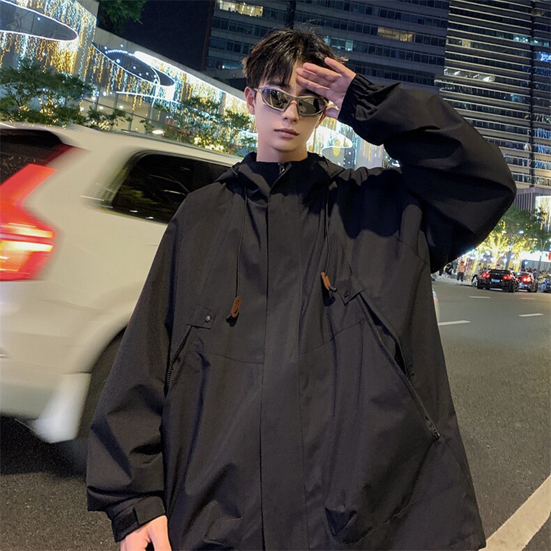 秋季现货工装冲锋衣男高品纯色宽松夹克外套DSA157B-J90-P85,男装夹克,电商A157B