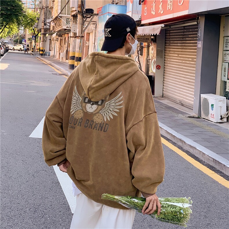 加绒新款港风宽松连帽套头卫衣X5668-常规P70控88-加绒P80控98,男装卫衣,电商A061-1