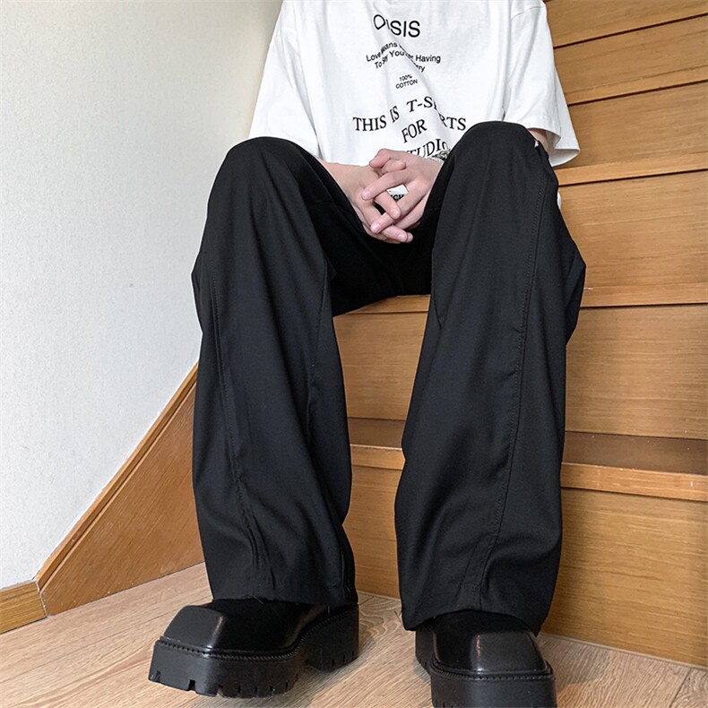 现货高品质冰丝纽扣直筒垂感阔腿西裤DSA059-ZK7920-P60控78,男装西裤,电商A059