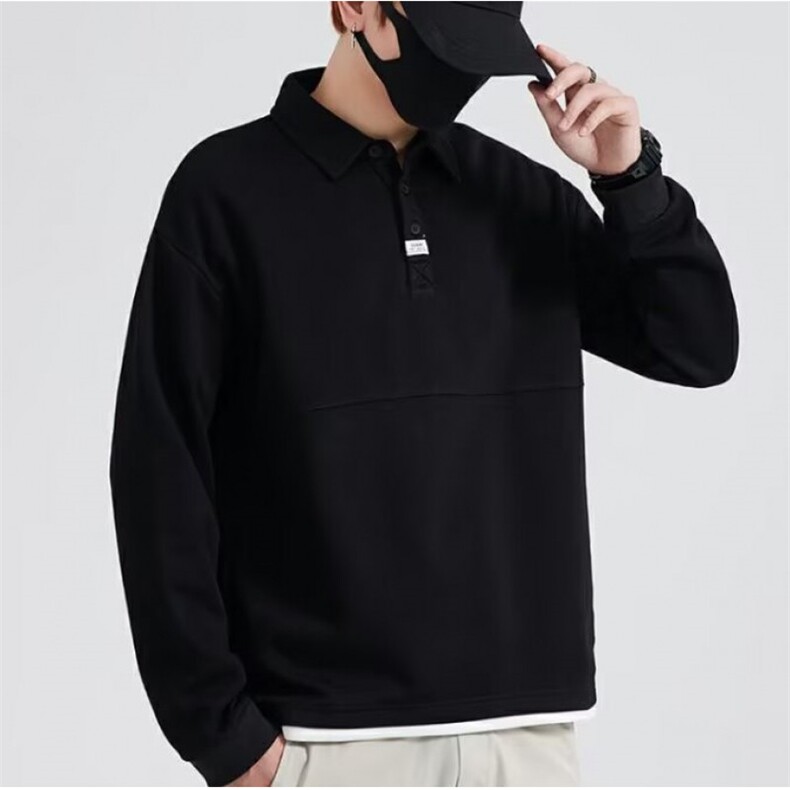 1506-1/WC00821/P25假两件长袖polo衫男新款高级感翻领帅气潮卫衣,男装卫衣,星座1506-1