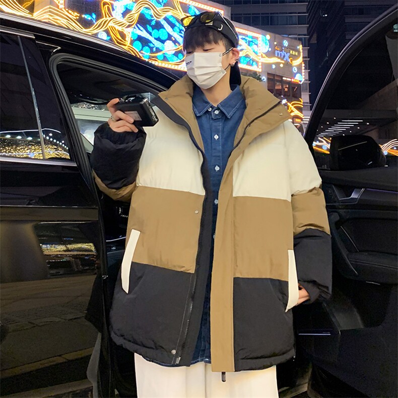 港风2026新品冬季宽松情侣装撞色棉衣棉服冬装加厚外套D007-P90,男装棉衣,星座717