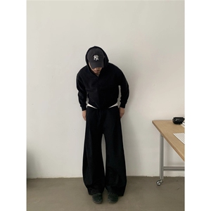 美式复古春季结构剪裁弯刀卫裤男女宽松休闲直筒运动裤潮XXK78图片