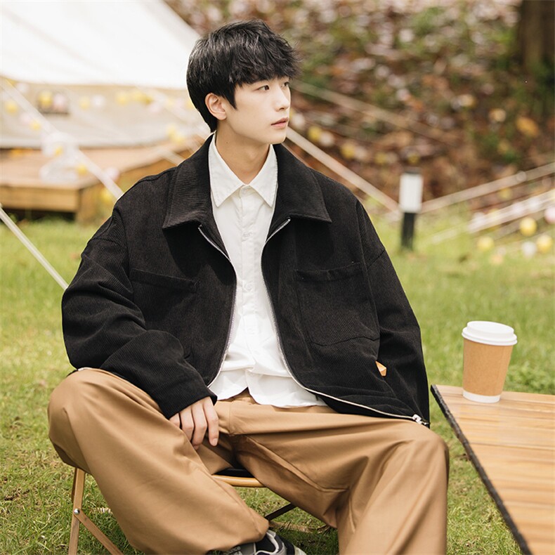 2024秋潮流灯芯绒拉链外套男大码cityboy休闲翻领夹克J25019-P85图片