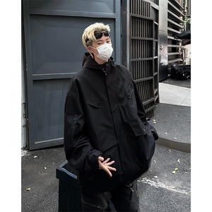 连帽冲锋衣外套男2024新款秋冬季高级感工装夹克美式上衣JK018