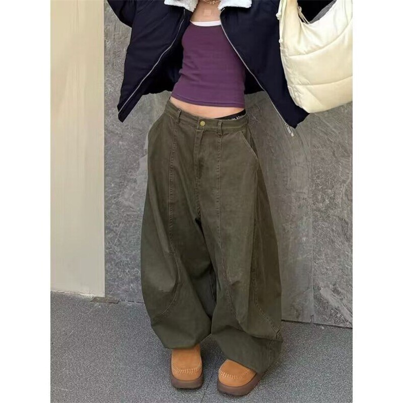 美式复古绿色香蕉牛仔裤春夏慵懒风廓形宽松阔腿拖地弯刀裤NG121,男装牛仔裤,星座1116A（原606A-3）