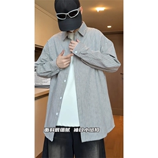 日系复古条纹长袖衬衫男高级感穿搭大码休闲衬衣外套C2251-特价28，男装衬衫，电商A007