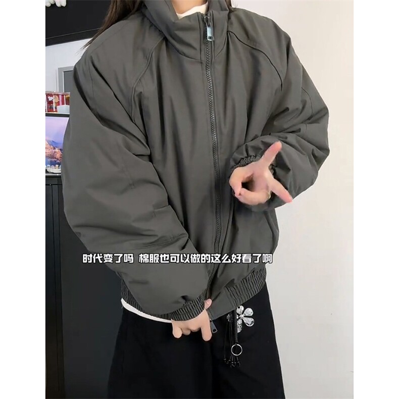 现货美式高街休闲棉衣夹克三防立领纯色户外工装加厚棉服外套图片