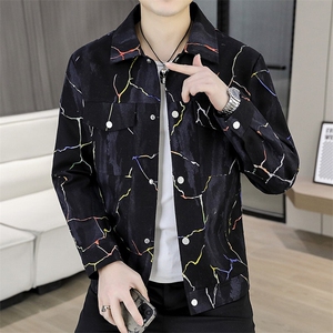 507A-JK511-P105 2025春季时尚男士个性印花夹克休闲外套图片