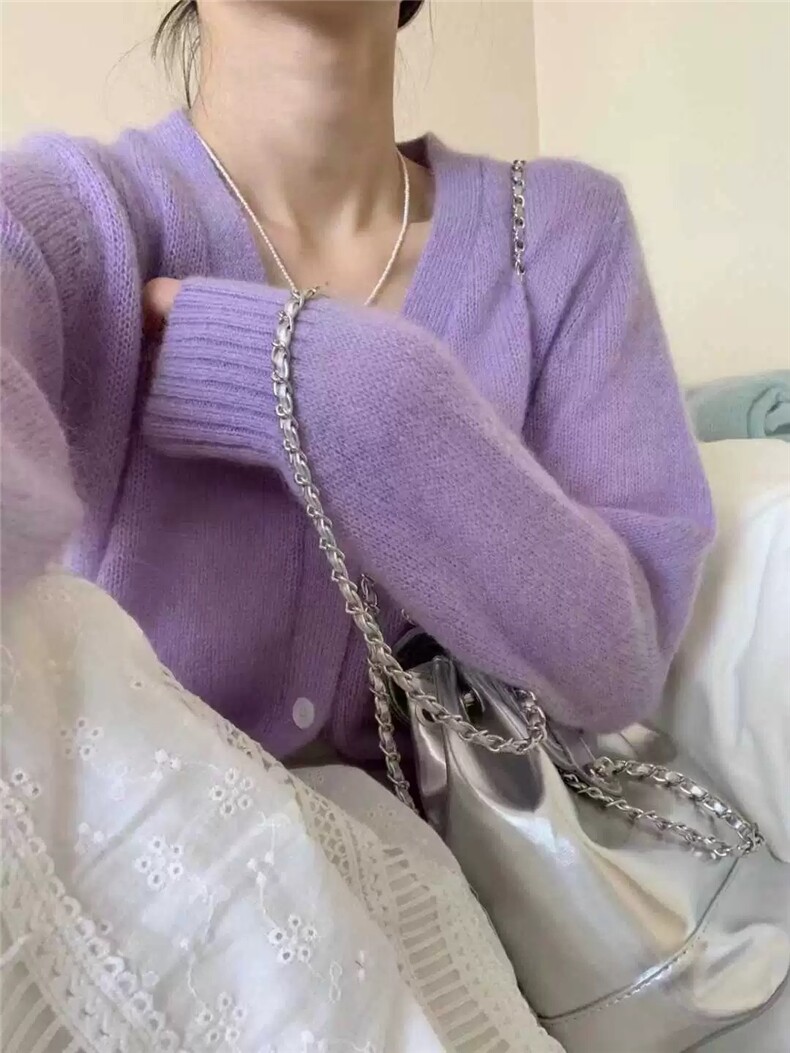 新款女装V领时尚百搭针织羊毛开衫舒适保暖上衣,针织衫/毛衣,恩泰羊绒