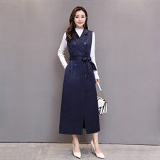 风衣2021年秋季无袖中长款修身时尚潮流韩版优雅气质，女装风衣，奕阳依阁