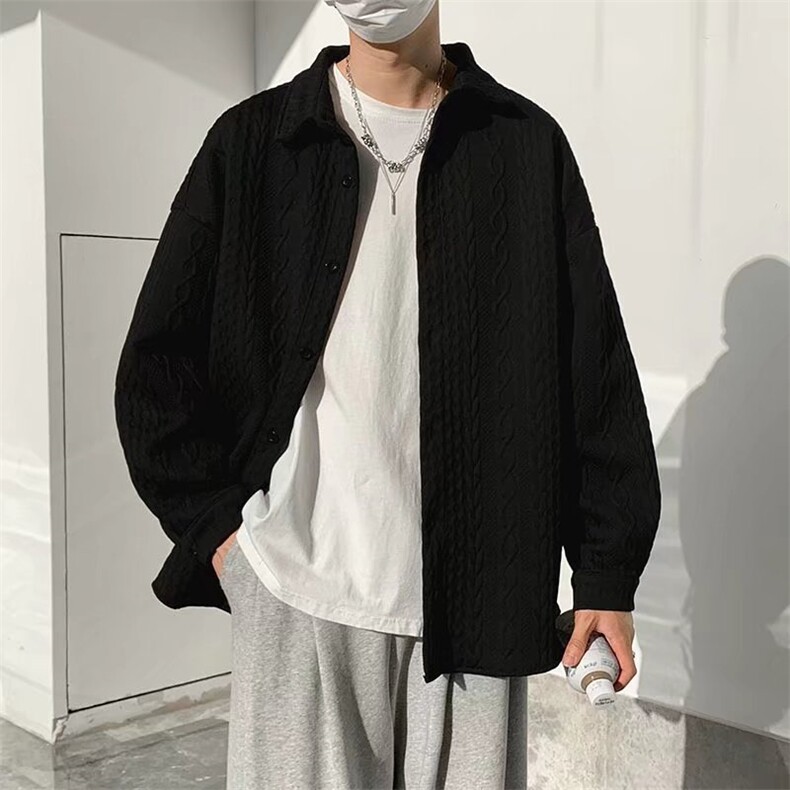 长袖衬衫男港风日系春季韩版潮流帅气衬衣C45P35图片