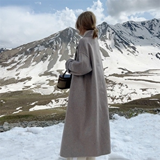 2025年夏季常规中长款长袖其他/other一粒扣纯色时尚百搭，女装双面呢大衣，蒙绒特