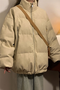 中性PU皮复古做旧双侧金属拉链夹克式加棉棉衣男MY77092P130控198图片
